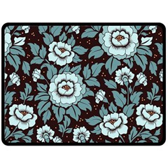 Vintage Floral Pattern Blue Damask Pattern Blue Vintage Two Sides Fleece Blanket (large) by uniart180623