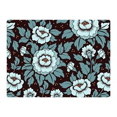 Vintage Floral Pattern Blue Damask Pattern Blue Vintage Two Sides Premium Plush Fleece Blanket (mini) by uniart180623