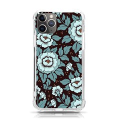 Vintage Floral Pattern Blue Damask Pattern Blue Vintage Iphone 11 Pro 5 8 Inch Tpu Uv Print Case by uniart180623