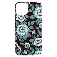 Vintage Floral Pattern Blue Damask Pattern Blue Vintage Iphone 14 Black Uv Print Case