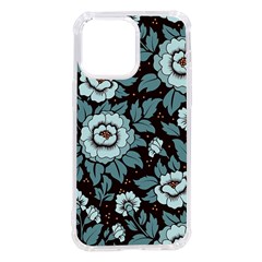 Vintage Floral Pattern Blue Damask Pattern Blue Vintage Iphone 14 Pro Max Tpu Uv Print Case