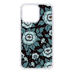 Vintage Floral Pattern Blue Damask Pattern Blue Vintage Iphone 13 Pro Tpu Uv Print Case