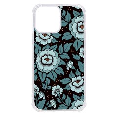 Vintage Floral Pattern Blue Damask Pattern Blue Vintage Iphone 13 Pro Max Tpu Uv Print Case by uniart180623