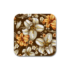 Flowers Pattern Floral Patterns Decorative Art Rubber Square Coaster (4 Pack) by uniart180623