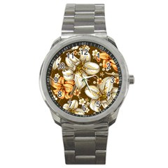 Flowers Pattern Floral Patterns Decorative Art Sport Metal Watch by uniart180623