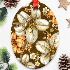 Flowers Pattern Floral Patterns Decorative Art Oval Ornament (two Sides)