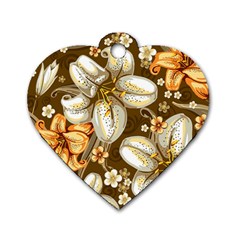 Flowers Pattern Floral Patterns Decorative Art Dog Tag Heart (two Sides) by uniart180623