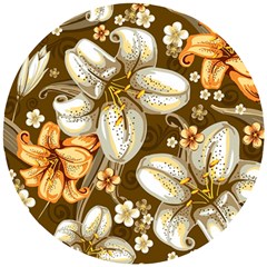 Flowers Pattern Floral Patterns Decorative Art Wooden Puzzle Round by uniart180623