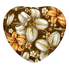 Flowers Pattern Floral Patterns Decorative Art Heart Glass Fridge Magnet (4 Pack)