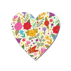 Colorful Flowers Pattern Abstract Patterns Floral Patterns Heart Magnet by uniart180623