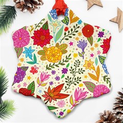 Colorful Flowers Pattern Abstract Patterns Floral Patterns Snowflake Ornament (two Sides) by uniart180623