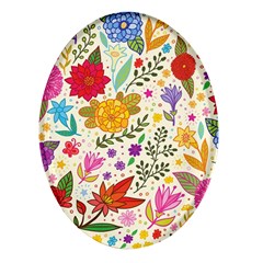 Colorful Flowers Pattern Abstract Patterns Floral Patterns Oval Glass Fridge Magnet (4 Pack) by uniart180623