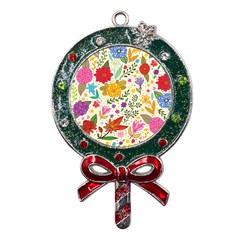 Colorful Flowers Pattern Abstract Patterns Floral Patterns Metal X mas Lollipop With Crystal Ornament by uniart180623