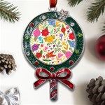 Colorful Flowers Pattern Abstract Patterns Floral Patterns Metal X Mas Lollipop with Crystal Ornament Front