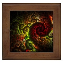 Green And Red Lights Wallpaper Fractal Digital Art Artwork Framed Tile by uniart180623