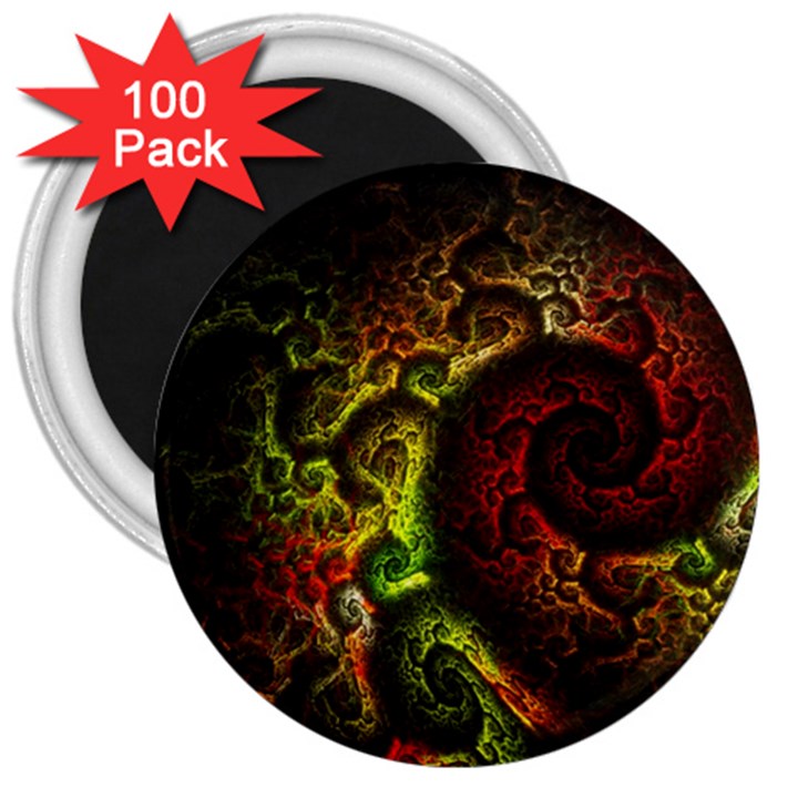 Green And Red Lights Wallpaper Fractal Digital Art Artwork 3  Magnets (100 pack)