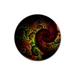 Green And Red Lights Wallpaper Fractal Digital Art Artwork Rubber Round Coaster (4 pack) Front