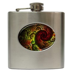 Green And Red Lights Wallpaper Fractal Digital Art Artwork Hip Flask (6 Oz) by uniart180623