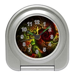 Green And Red Lights Wallpaper Fractal Digital Art Artwork Travel Alarm Clock by uniart180623