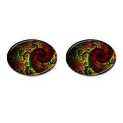 Green And Red Lights Wallpaper Fractal Digital Art Artwork Cufflinks (oval) by uniart180623