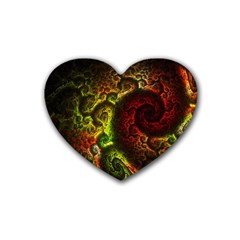 Green And Red Lights Wallpaper Fractal Digital Art Artwork Rubber Coaster (heart) by uniart180623