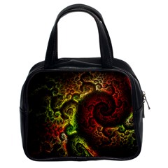 Green And Red Lights Wallpaper Fractal Digital Art Artwork Classic Handbag (two Sides) by uniart180623