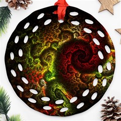 Green And Red Lights Wallpaper Fractal Digital Art Artwork Ornament (round Filigree)