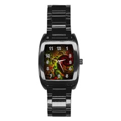 Green And Red Lights Wallpaper Fractal Digital Art Artwork Stainless Steel Barrel Watch by uniart180623