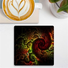 Green And Red Lights Wallpaper Fractal Digital Art Artwork Uv Print Square Tile Coaster  by uniart180623