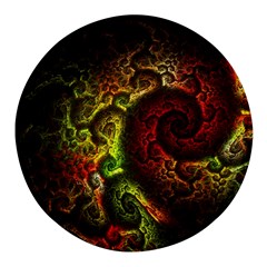 Green And Red Lights Wallpaper Fractal Digital Art Artwork Round Glass Fridge Magnet (4 Pack)