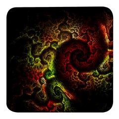 Green And Red Lights Wallpaper Fractal Digital Art Artwork Square Glass Fridge Magnet (4 Pack)