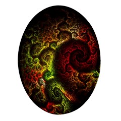 Green And Red Lights Wallpaper Fractal Digital Art Artwork Oval Glass Fridge Magnet (4 Pack)