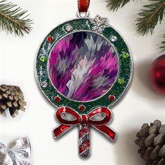 Colorful Artistic Pattern Design Metal X mas Lollipop With Crystal Ornament by uniart180623