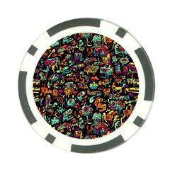 Cartoon Monster Pattern Abstract Background Poker Chip Card Guard (10 Pack) by uniart180623