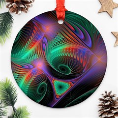 Circle Art 3d Artwork Graphics Vortex Colorful Digital Art Round Ornament (two Sides) by uniart180623