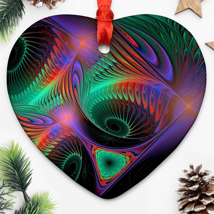 Circle Art 3d Artwork Graphics Vortex Colorful Digital Art Heart Ornament (Two Sides)