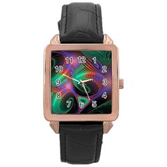 Circle Art 3d Artwork Graphics Vortex Colorful Digital Art Rose Gold Leather Watch  by uniart180623