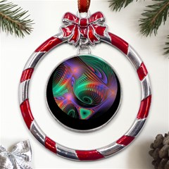 Circle Art 3d Artwork Graphics Vortex Colorful Digital Art Metal Red Ribbon Round Ornament