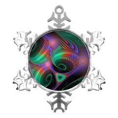 Circle Art 3d Artwork Graphics Vortex Colorful Digital Art Metal Small Snowflake Ornament by uniart180623