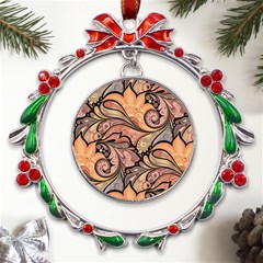 Colorful Paisley Background Artwork Paisley Patterns Metal X mas Wreath Ribbon Ornament