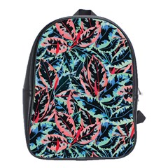 Leaves Leaf Pattern Patterns Colorfu School Bag (large) by uniart180623