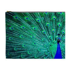 Green And Blue Peafowl Peacock Animal Color Brightly Colored Cosmetic Bag (xl) by uniart180623