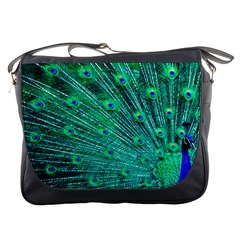 Green And Blue Peafowl Peacock Animal Color Brightly Colored Messenger Bag by uniart180623