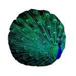 Green And Blue Peafowl Peacock Animal Color Brightly Colored Standard 15  Premium Flano Round Cushions Front