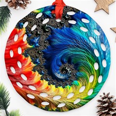 Colorful Digital Art Fractal Design Round Filigree Ornament (two Sides)