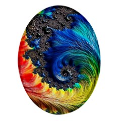 Colorful Digital Art Fractal Design Oval Glass Fridge Magnet (4 Pack)