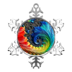 Colorful Digital Art Fractal Design Metal Small Snowflake Ornament