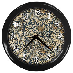 Brown Vintage Background Vintage Floral Pattern Brown Wall Clock (black) by uniart180623