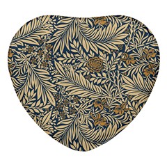 Brown Vintage Background Vintage Floral Pattern Brown Heart Glass Fridge Magnet (4 Pack)