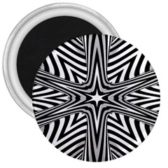 Fractal Star Mandala Black And White 3  Magnets by uniart180623